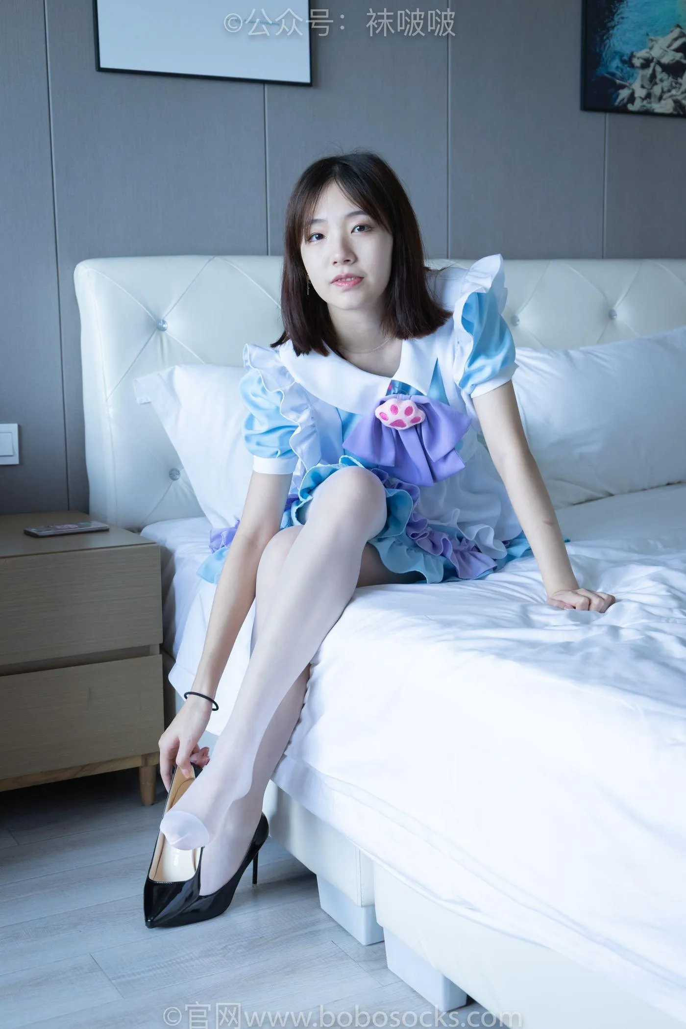 [BoBoSocks袜啵啵]NO.066 小甜豆-女仆装、高跟鞋、薄白丝 [134P]插图7